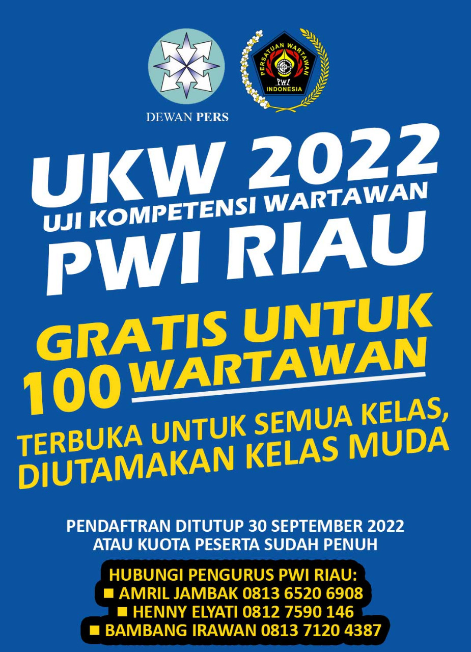 Oktober, PWI Riau Kembali Gelar UKW Gratis Untuk 100 Peserta </a>