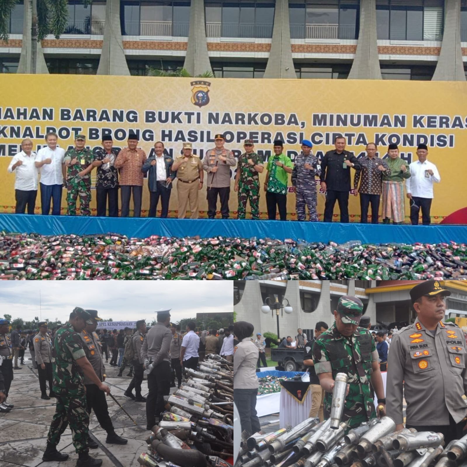 Dandim 0301/Pbr Hadiri Pemusnahan Narkoba, Miras dan Knalpot Brong di Kantor Gubernur Riau</a>